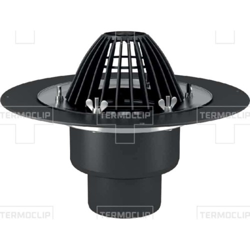 Кровельная воронка Termoclip c листвоуловителем и обжимным фланцем с нагревательным эл. ВФО 110x450 мм